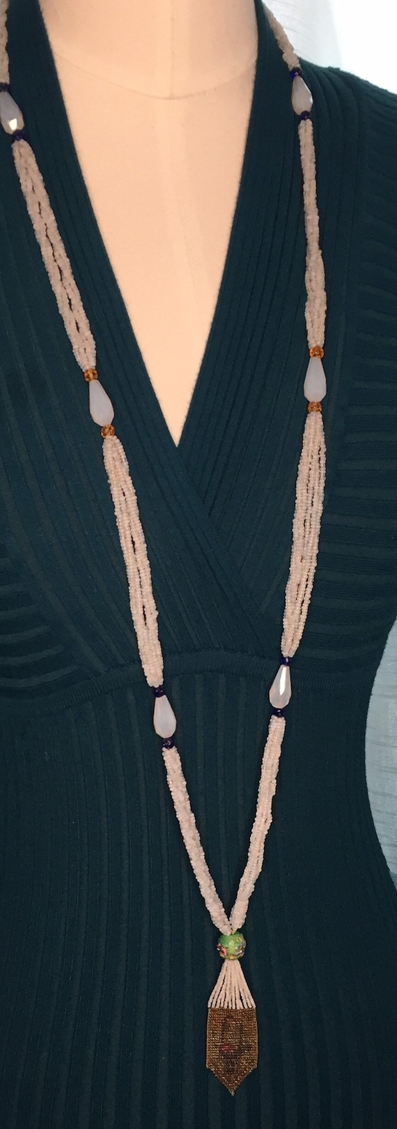 Art Deco 1920s Sautoir Beaded Flapper Necklace, A… - image 2