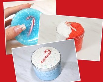 Candy Cane Slime Set- slime, Christmas slime, holiday slime, crunchy slime, diy clay slime, scented slime, slime gift set, slime shops