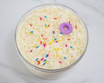 Fruity Rice Krispy Treats White Glue Slushie Slime- slime, white glue slushie slime, thick slime, cereal slime, slushie bead slime