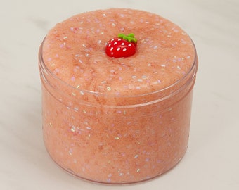 Slime- Strawberry Sparkling Cider Bingsu Bead Slime, bingsu slime, bingsu bead slime, scented slime, crunchy slime, slime gifts, kids gifts