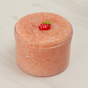 Slime- Strawberry Sparkling Cider Bingsu Bead Slime, bingsu slime, bingsu bead slime, scented slime, crunchy slime, slime gifts, kids gifts