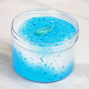 Slime- Crisp Waves Snow Fizz Slime, snow slime, crunchy slime, asmr slime, blue slime, ocean slime, slime with charm, scented slime, gifts