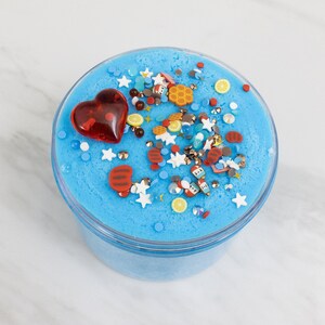 All American Cloud Slime- 4th of July cloud slime, fourth of July cloud slime, cola scented slime with sprinkle mix and charm