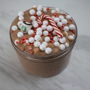 Slime- Peppermint Hot Cocoa thick and glossy semi-floam slime!, hot cocoa slime, chocolate slime, hot chocolate slime, thick slime, floam