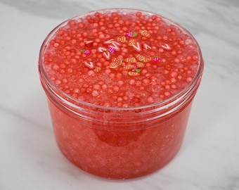Slime- Strawberry Candy Slushee slime, slushie slime, slushie bead slime, clear slime, crunchy slime, crunchy clear slime, slime gifts