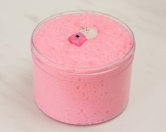Slime- Bubblegum Snow Fizz slime, pink slime, snow slime, candy slime, pink snow fizz slime, slime with charm, bubblegum slime
