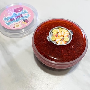 Lemon Garlic Herb Shrimp lava rock slime, crunchy savory slime, unique slimes, slime gift, coated clear lava rock slime, food lovers gift