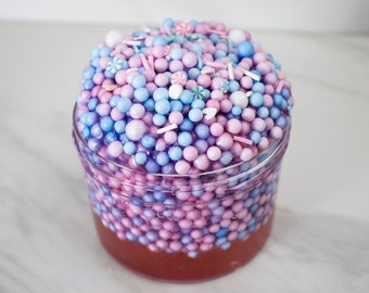 Slime- Cotton Candy Crunch floam slime, crunchy slime, clear glue floam, clear floam, clear based floam, scented slime, slime gifts