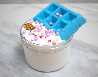 スライム - 綿菓子を浸したワッフル DIY 粘土スライム、香り付きスライム、かわいいスライム、ユニークなスライム、人気のスライム、象徴的なスライム、スライムギフト