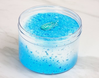 Slime- Crisp Waves Snow Fizz Slime, snow slime, crunchy slime, asmr slime, blue slime, ocean slime, slime with charm, scented slime, gifts