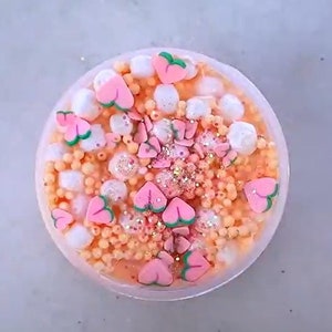 Peach Milk marshmallow floam slime, peach slime, floam, crunchy slime, cute slime, scented slime, slime gift, slime shops, kawaii slime