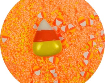 Candy Corn micro floam slime scented like candy corn, Halloween slime, fall slime, slime with candy corn charm crunchy micro floam