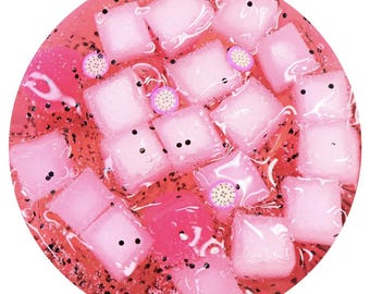 Dragon Fruit Cubes jelly cube slime, coated clear slime with jelly cubes dragon fruit scented, slime gift, thick clear slime, slime asmr