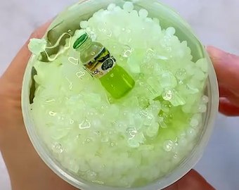 Aloe Juice Slushie slime, crunchy coated clear slime, aloe slime, slime gift, cute slime, popular slime, slime shops, slime kit, aloe vera
