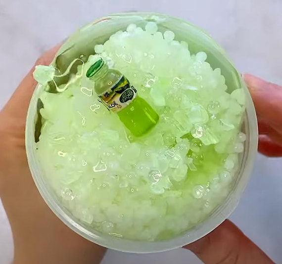 Aloe Juice Slushie slime, crunchy coated clear slime, aloe slime, slime gift, cute slime, popular slime, slime shops, slime kit, aloe vera