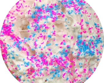 Cotton candy crunch bar white glue slushie slime with cotton candy scent and sprinkle mix, popular crunchy slimes