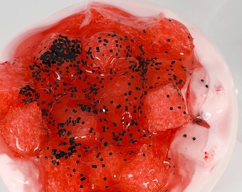 Slime- Strawberries & Cream Slime Cup DIY slime, strawberry slime, scented slime, popular slimes, slime gifts, gifts, popular slime