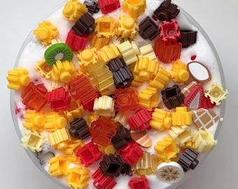 Fruit and Yogurt Bowl block bead slime, white glue block bead slime, crunchy slime, berry scented slime, slime gift