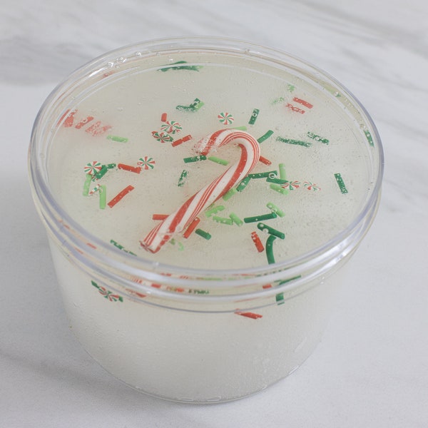 Slime- Candy Cane Forest Clear Icee Slime, Layered Slime, Christmas Slimes, Holiday Slimes, Stretchy Slime, Slime Gifts, Gifts For Kids