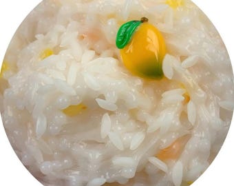 Slime de arroz glutinoso con mango y cola blanca, slime crujiente, slime con cuentas de pecera, slime asmr, slime de cuentas granizadas, regalos de slime