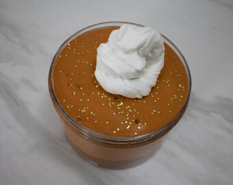 Slime- Pumpkin Cheesecake DIY butter fizz slime, butter slime, snow fizz slime, pumpkin slime, fall slime, holiday slime, layered slime