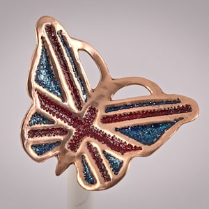 Hammered copper butterfly brooch