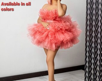 red tulle mini dress