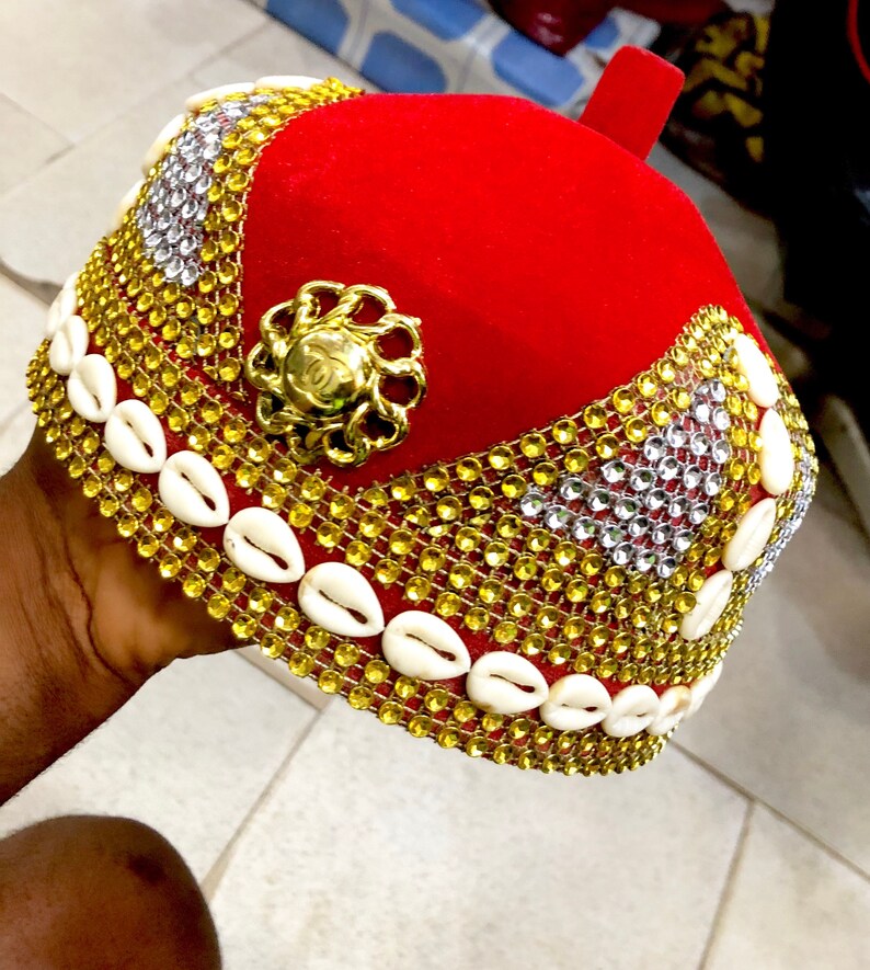 African Nigerian king cowries hat /chieftancy/groom cap/hat to Etsy