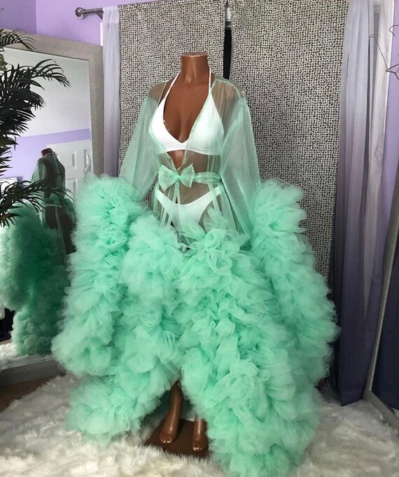ruffle tulle robe