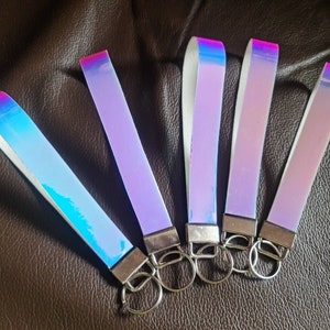 Faux leather wrist strap keychain
