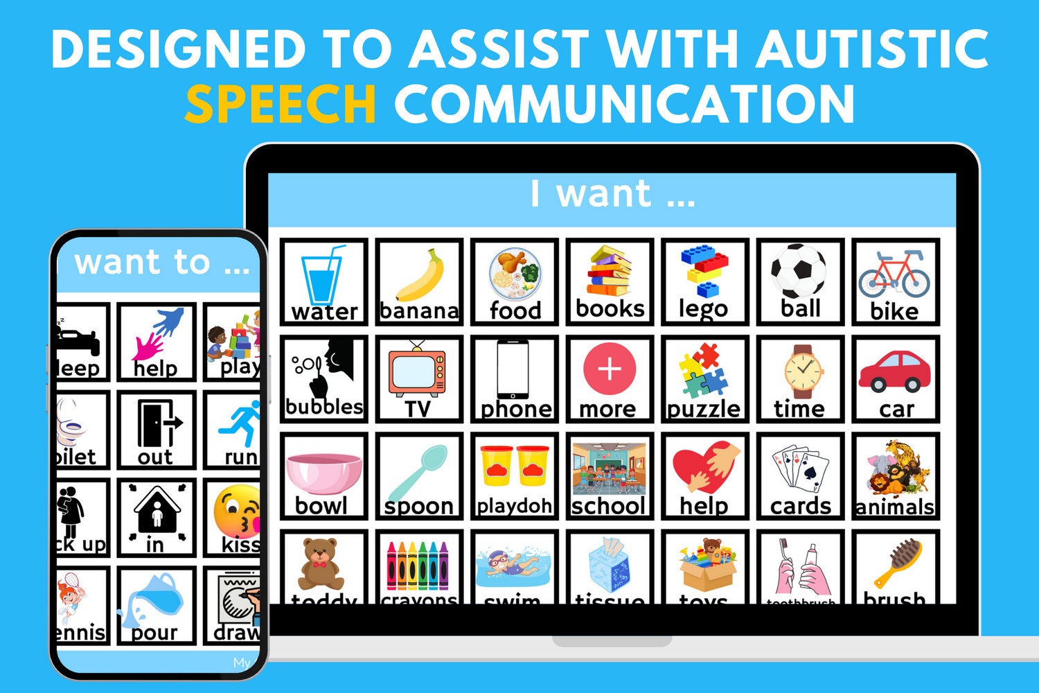 Communication Board for Autistic Speech Support Limited Verbal Non