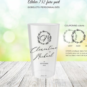 Custom cups - crown boho laurel - wedding baptism EVJF