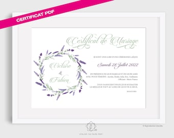 Secular marriage certificate lavender wheat champetre PDF 24