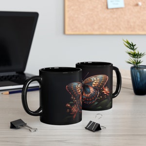 Butterfly Black Mug - 11oz - Butterfly Coffee Mug - Butterflies Gift - Gifts for Women Unique