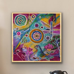 My Pinky Garden- Floral Abstract Wall Art, A Happy Christmas Gift for her or his, Anniversary gift, Original Felt Painting Art,