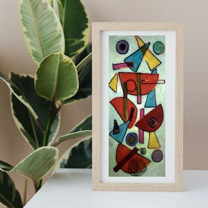Minimalist Goe Abstract Painting - Original Needle Felt Art, Abstract Wool Felted Picture