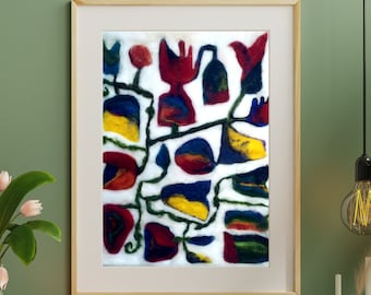 Needle Felted Abstract Art – Modern Wool Painting