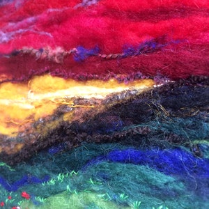 Red Sky Sunset Landscape Needle Felt Art Painting, Highlands Wool Art, Original Needle Felting, Nature Home Decor, Felted Wall Art, image 9