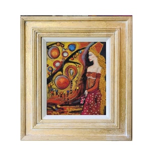 The Lady of Shalott -  Needle Felt Art Painting, Wool Picture, Textile Wall Hanging, Felt Tapestry, Handmade Gift for Mom, Felted Wall Art
