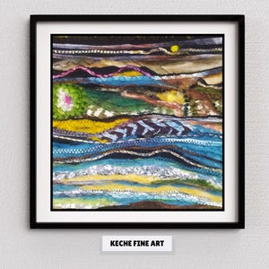 Abstract Earthscape - Needle Felted fiber Art, Felt Art Painting, Modern Embroidery, fabric art, patchwork artwork, wool picture