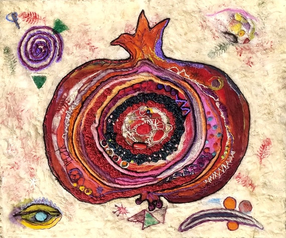 Mystic Pomegranate Original Felt Art Painting Abstract - Etsy