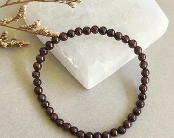 Granat Armband 4 mm Perlen zierliches Granat Armband
