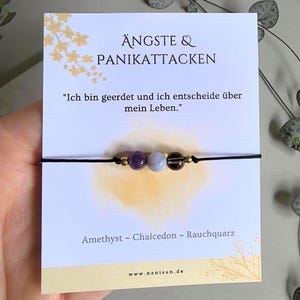 Panikattacken Ängste minimalistisches Armband Makramee Schiebeverschluss Armband Amethyst Chalcedon Rauchquarz