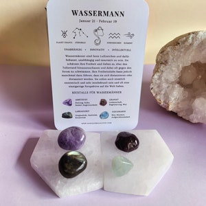 Sternzeichen Wassermann Edelstein Set I Geburtssteine Wassermann Februar I Edelstein Geschenkset I Amethyst Granat Labradorit Aquamarin