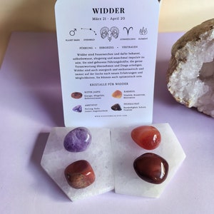 Sternzeichen Widder Edelstein Set I Geburtssteine Widder April I Edelstein Geschenkset I Roter Jaspis Karneol Feuerachat Amethyst