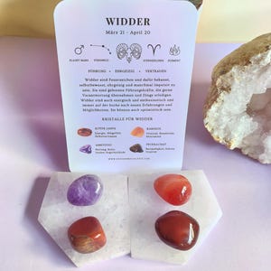 Sternzeichen Widder Edelstein Set I Geburtssteine Widder April I Edelstein Geschenkset I Roter Jaspis Karneol Feuerachat Amethyst
