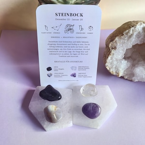 Sternzeichen Steinbock Edelstein Set I Geburtssteine Steinbock Januar I Edelstein Geschenkset I Onyx Bergkristall Chalcedon Amethyst