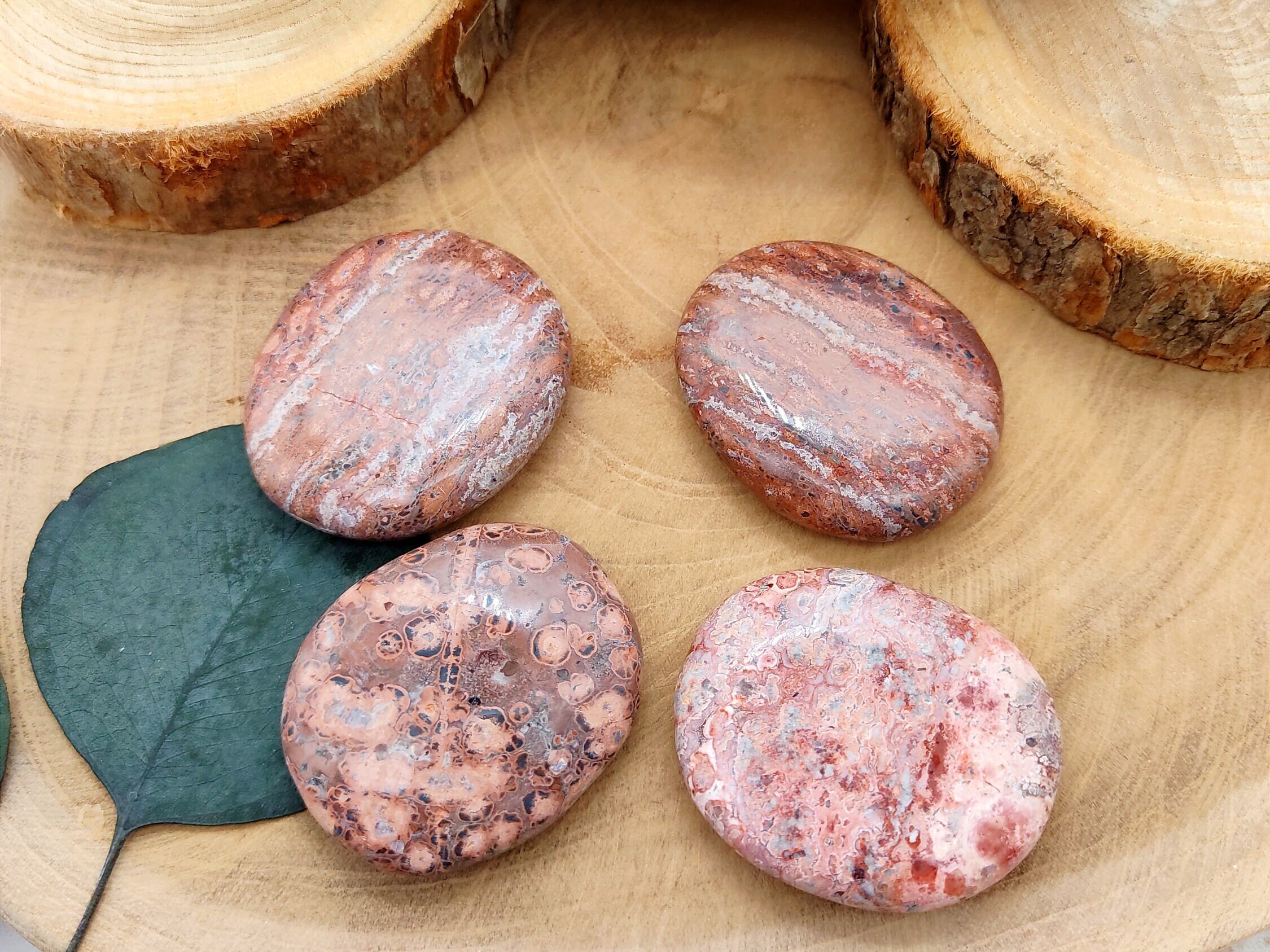 Leopard Jasper Slab Stone Flat Leopard Jasper Hand Stone Worry Stone Gain Clarity Increase Vitality