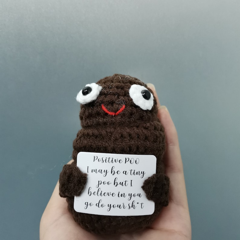 Crochet Positive Poo Crochet Potato Poo With Positive Quotes Etsy