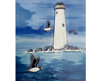 Puffin Lighthouse - Ceramic Picture Tile